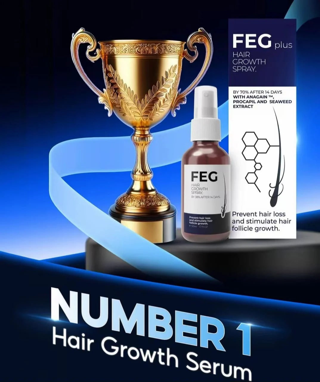 FEG Plus USA Hair Regrowth Spray – Targets Bald Spots, Boosts Thick Hair Growth | 50 ML